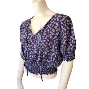 Moonflower Blue Floral Top (L)